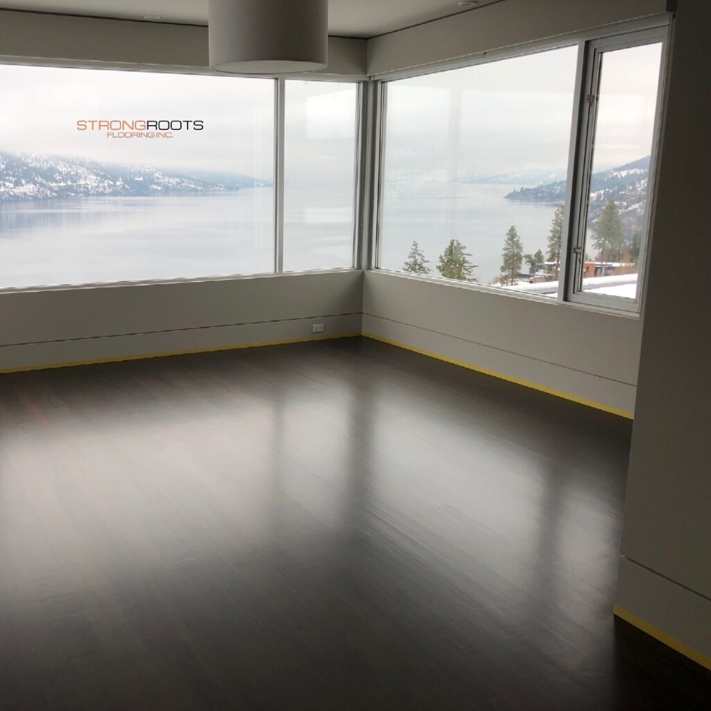 Site finished African Sapele hardwood floor in Kelowna