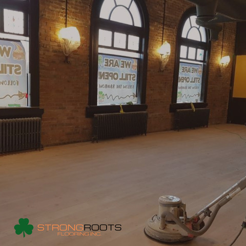 Site finished hardwood floors at Kelly O'Brien's Kelowna