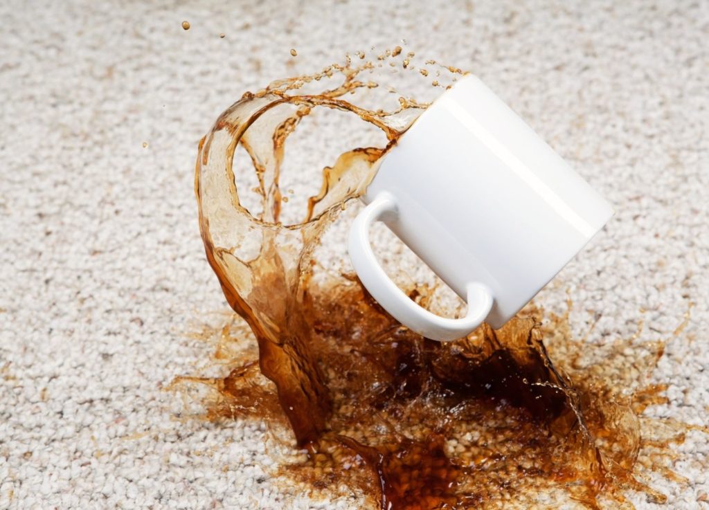 Blot up spills immediately