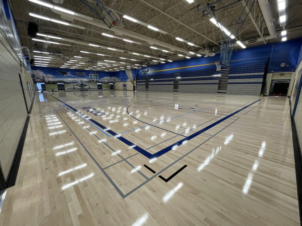 After photo of a new gym floor