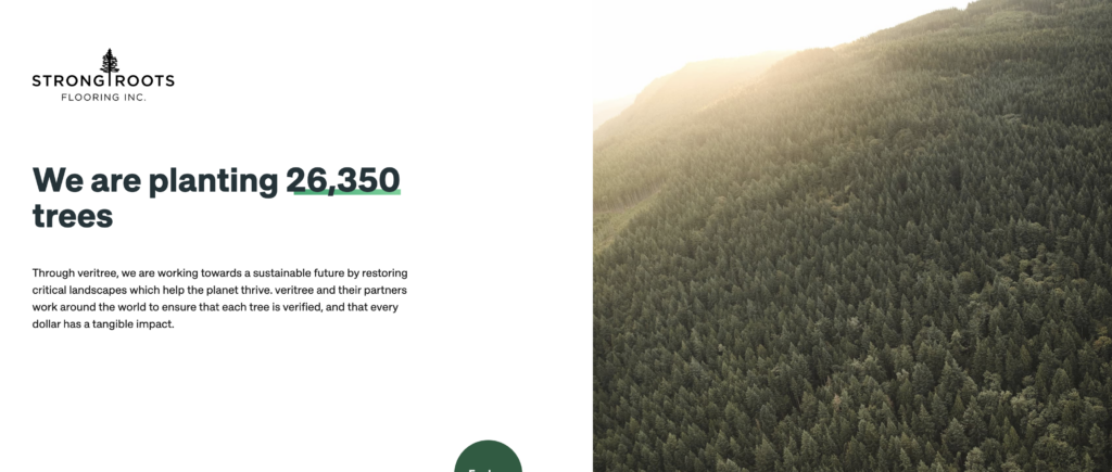 Strong Roots Flooring Kelowna Veritree tree planting impact dashboard