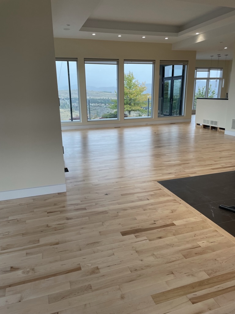 Beautiful hardwood floor after refinish with fresh stain and finish coats